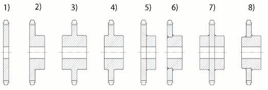 Układ ułożenia piasty w kole zębatym do łańcuchów